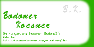 bodomer kocsner business card